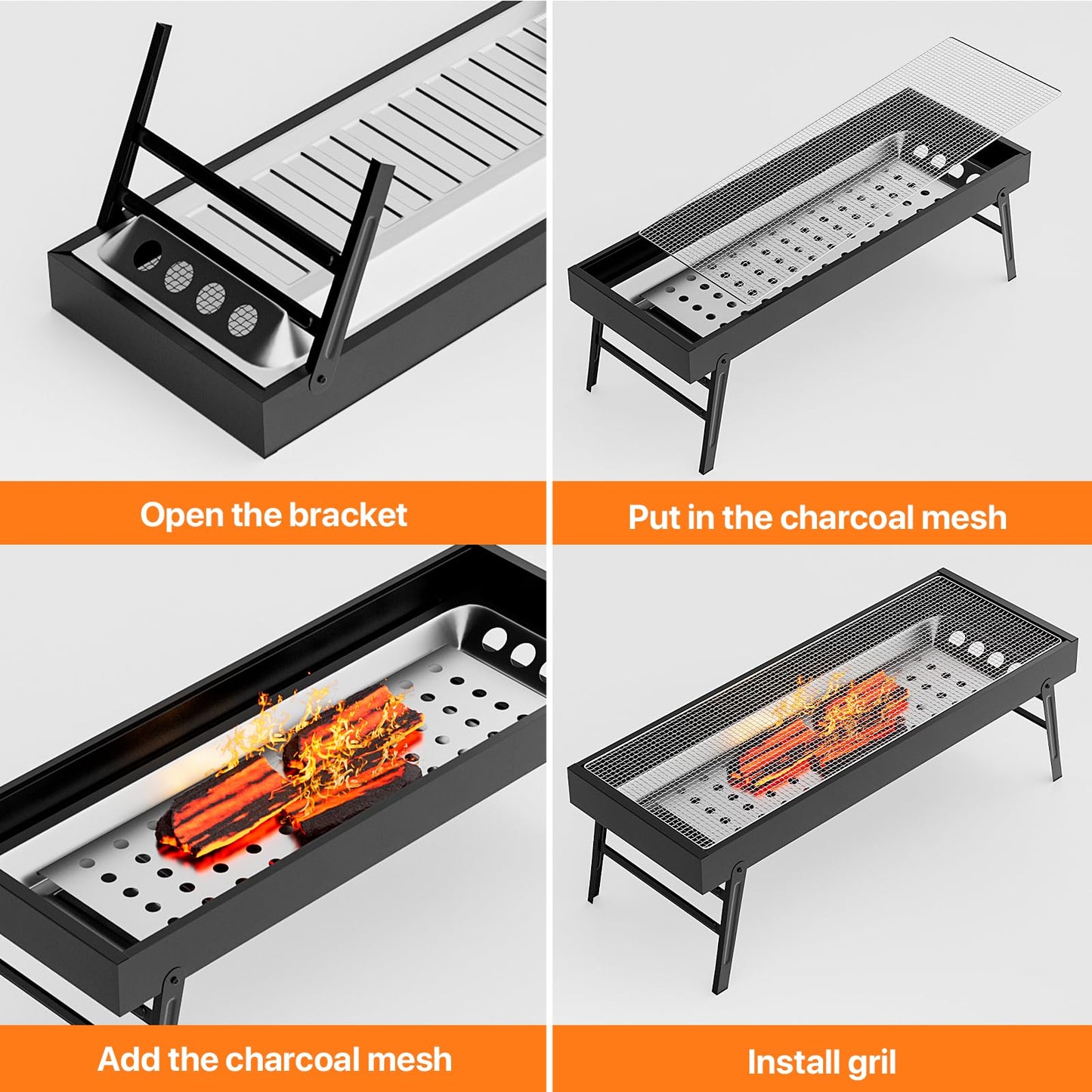 - Portable Charcoal Barbecue Grill |UYOTBKEUB Large Stainless Steel Compact Grill -