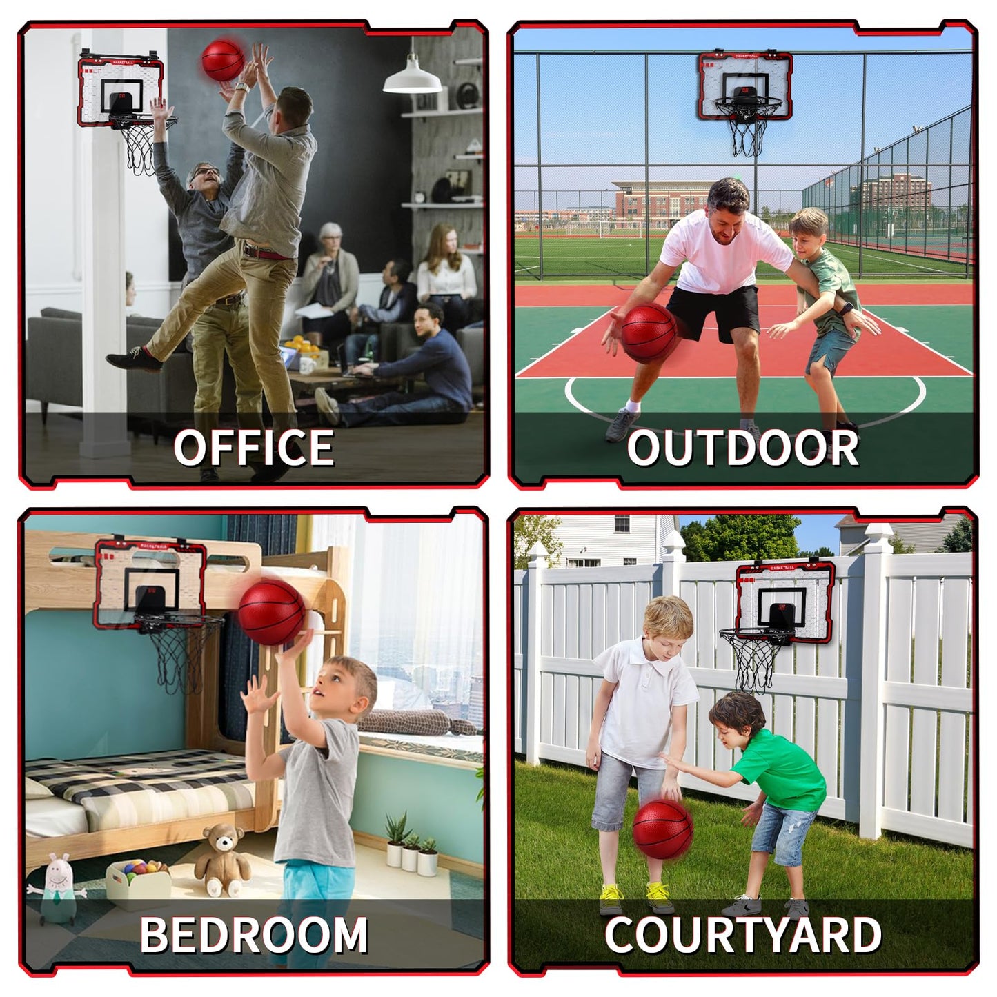 AmyBenton Basketball Hoop for Kids, Mini Basketball Hoop for Toddler Indoor Outdoor, Wall Mounted Basketball Hoop with Automatic Scoring, Basketball Hoop Back of Door for Boys and Girls age 6 7 8 9 10