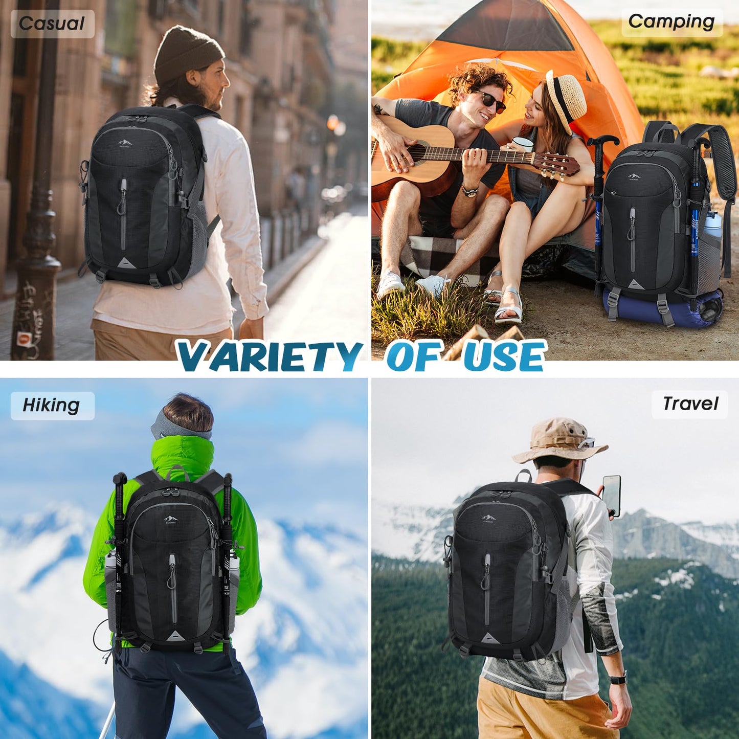 - RAINSMORE Hiking Backpack | 40L Lightweight Foldable Rucksack -