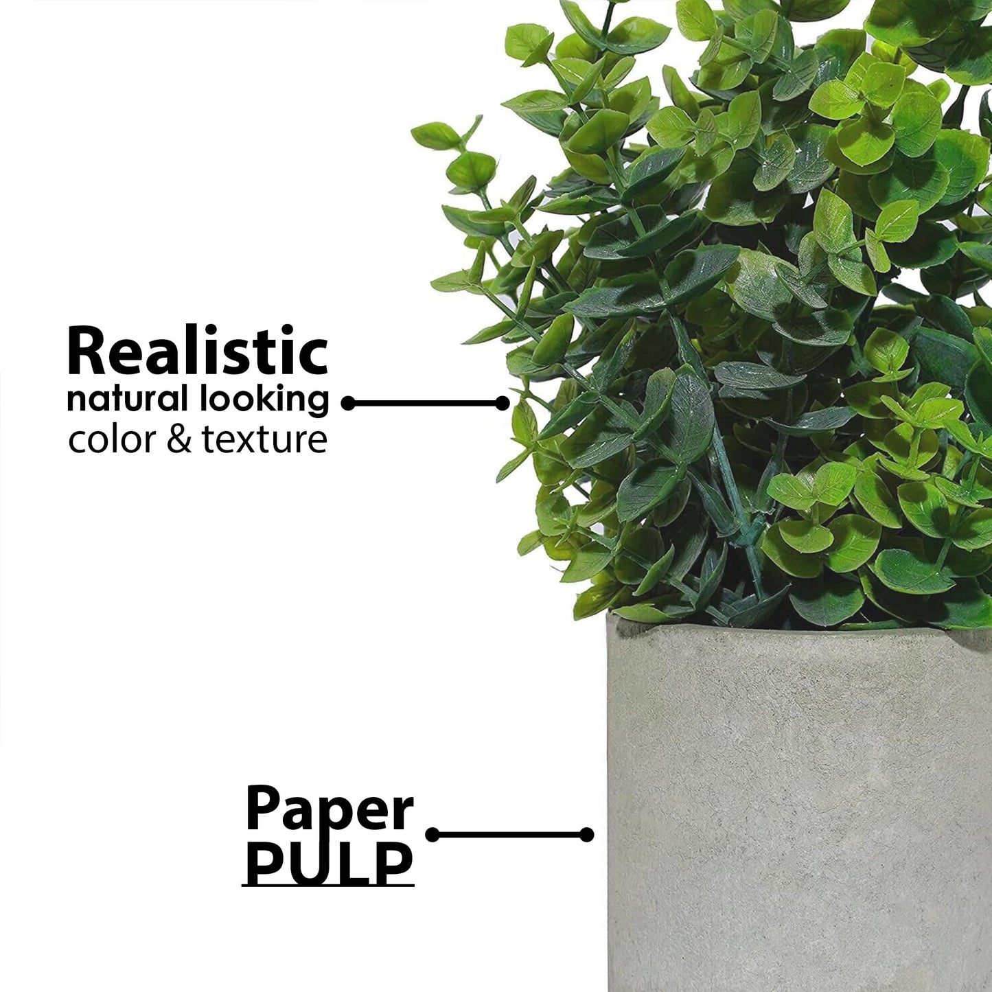 AlMuflihoon Set of 4 Artificial Plants Potted Fake Mini Faux Plant Foliage Eucalyptus Rosemary Succulents for Room Decor Home Kitchen Garden Office Indoor and Outdoor Decoration