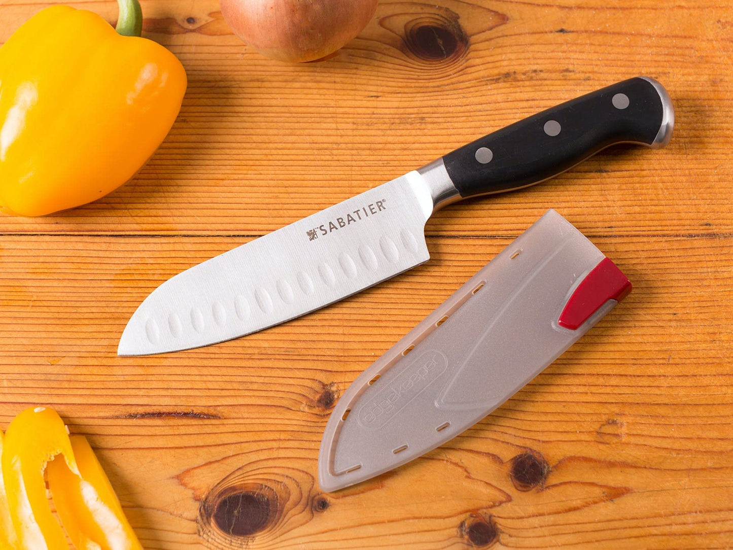 - Sabatier Edgekeeper Stainless Steel Self-Sharpening Utility Knife | 12cm | Ideal for Mincing Herbs, Cutting Vegetables and Fileting Fish | Grey -