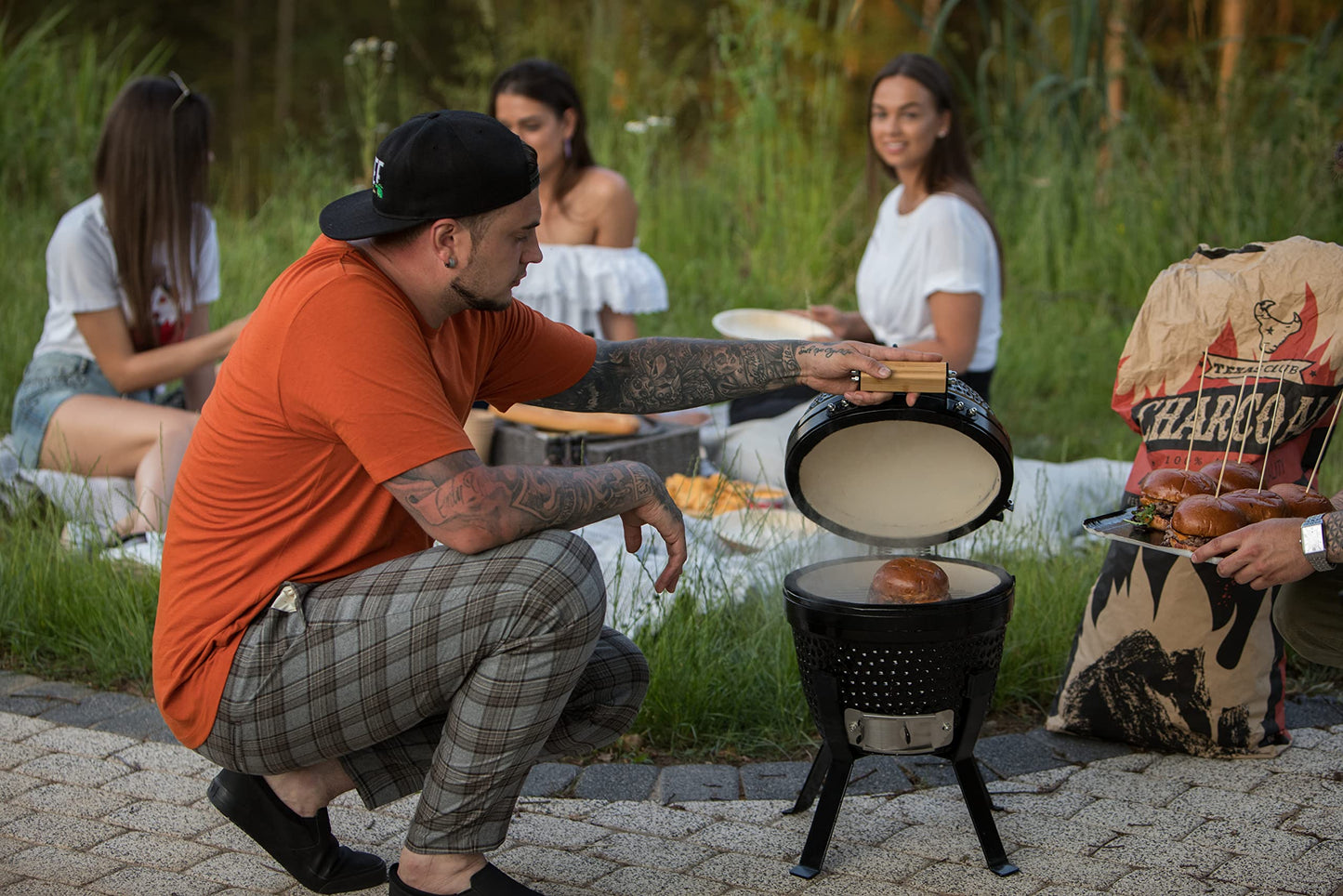 - KAMADO BONO Ceramic BBQ Grill | 13" Picnic I Mini Kamado BBQ -