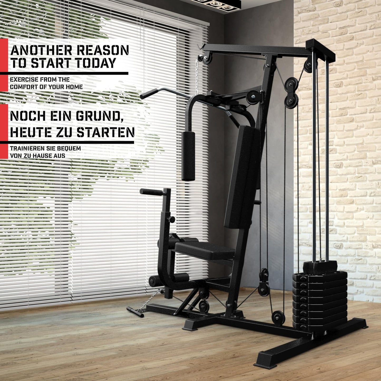 - Physionics® Multi-Gym | 40kg Weight Stack | Lat Pulldown | Leg Extension | Chest Press -