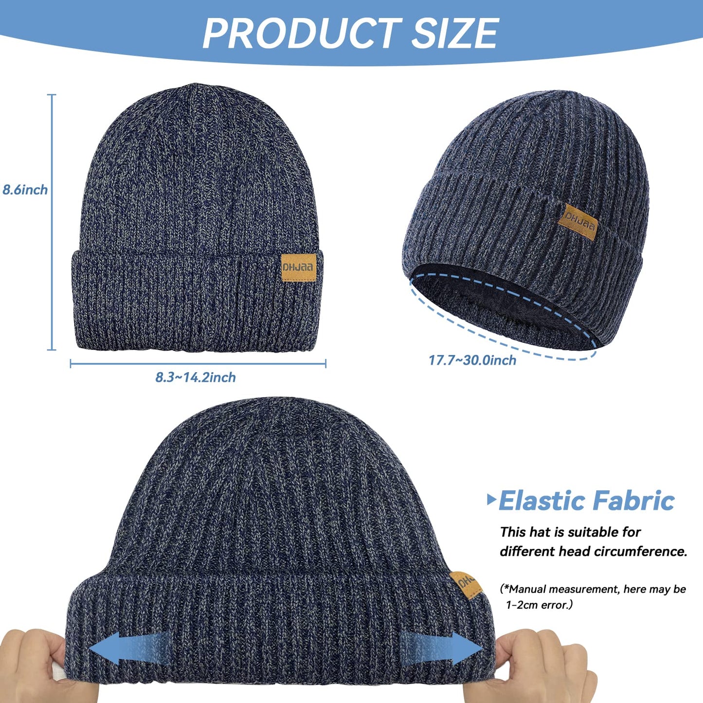 - Grantop Classic Beanie Hat | Ladies Warm Slouch Knit Double Layer Winter Hat -