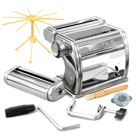 - Manual Pasta Maker with Dryer | Multi-Pasta Stainless Steel Italian Flat Dough Machine -