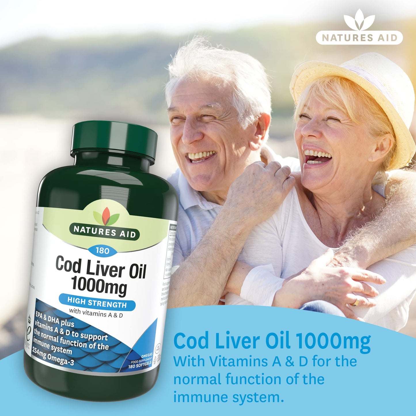 - Natures Aid Cod Liver Oil | With Vitamins A and D for Normal Function of the Immune System -