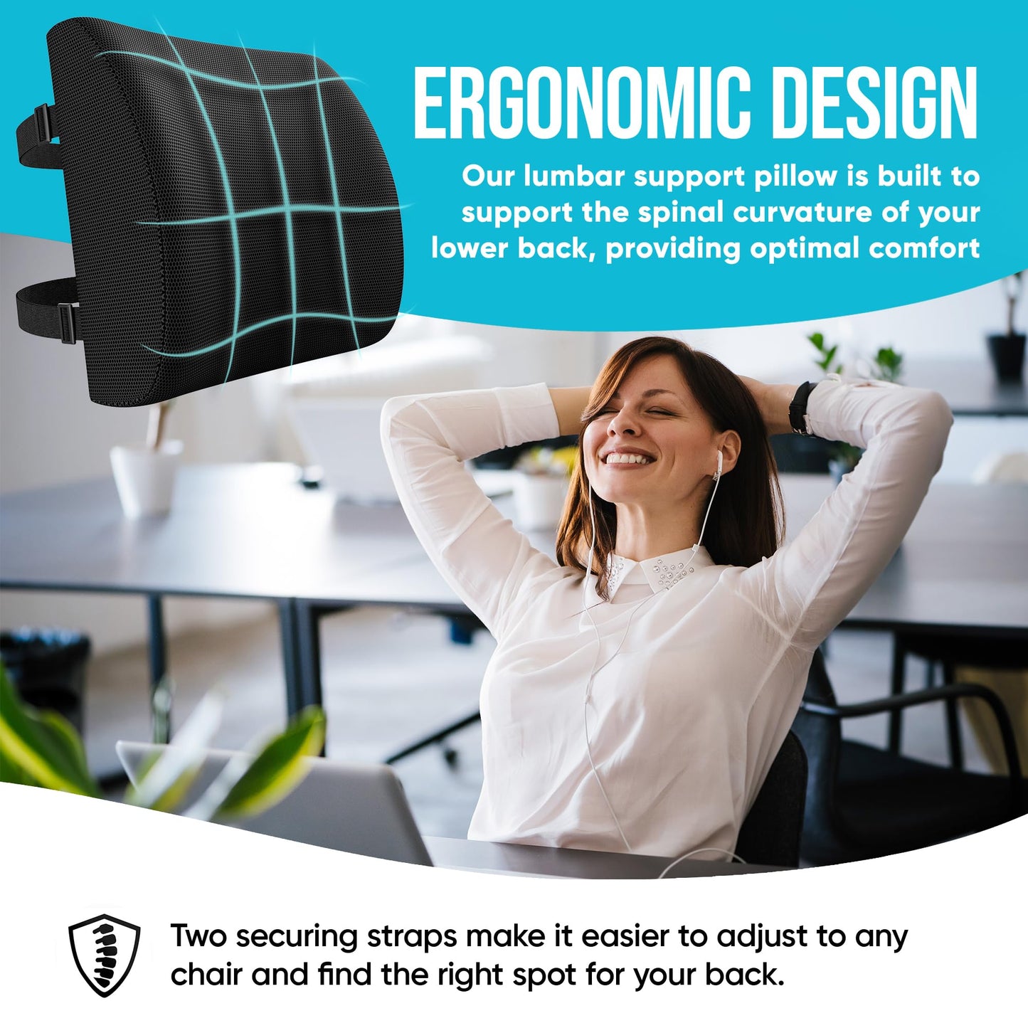 - FORTEM Chair Cushion | Seat Cushion for Office Chair | Lumbar Support Pillow for Chair -