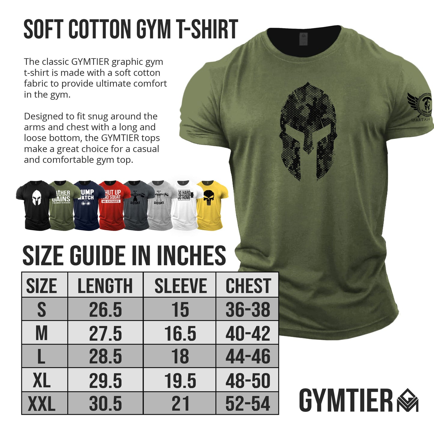 - GYMTIER Spartan Helmet Hex Camo | Men's Gym T-Shirt -