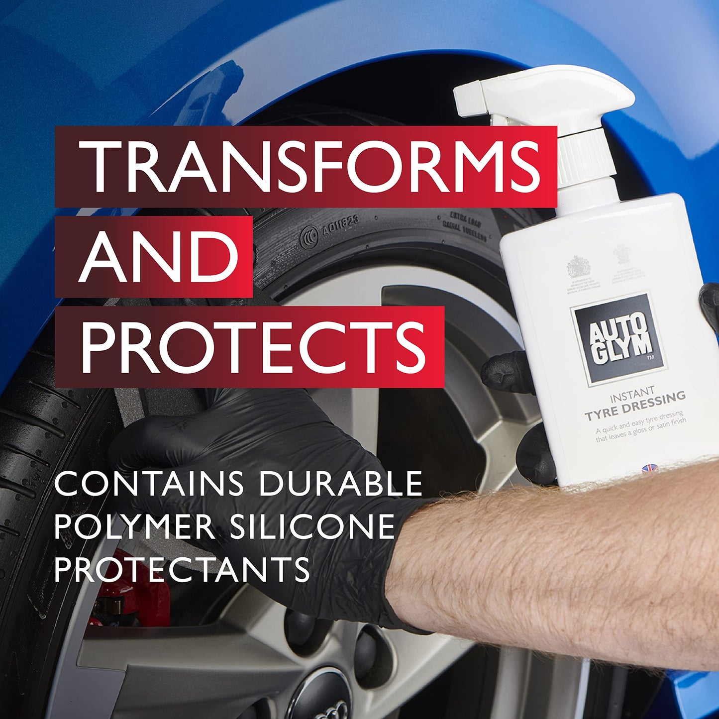Autoglym Instant Tyre Dressing, 500ml - Spray-on Tyre Care Solution For a Light Sheen or Matte Finish