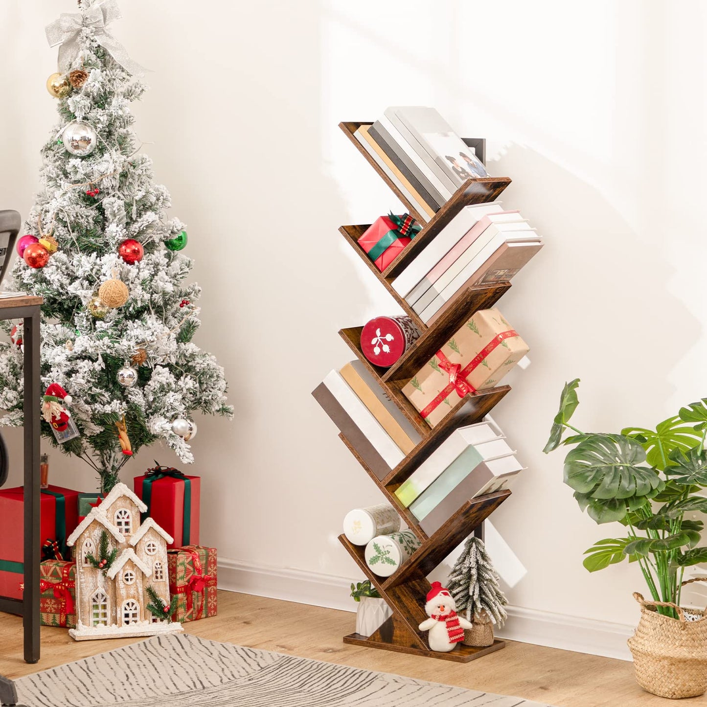 - HOOBRO Tree Bookshelf Tall, 9-Tier Floor Standing Book Shelf -