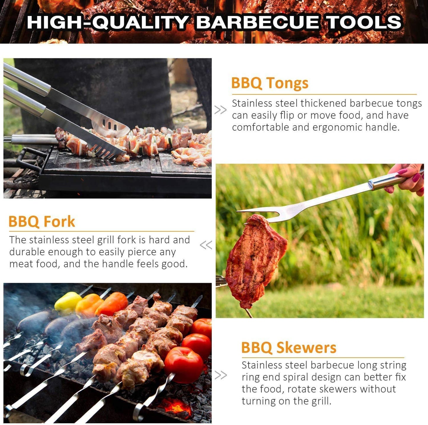 AISITIN BBQ Tools Set 35-in-1 BBQ Accessories BBQ Utensils Stainless Steel Barbecue Accessories for Camping Kitchen BBQ Utensils with Carrying Bag Gifts for Men and Women Gift