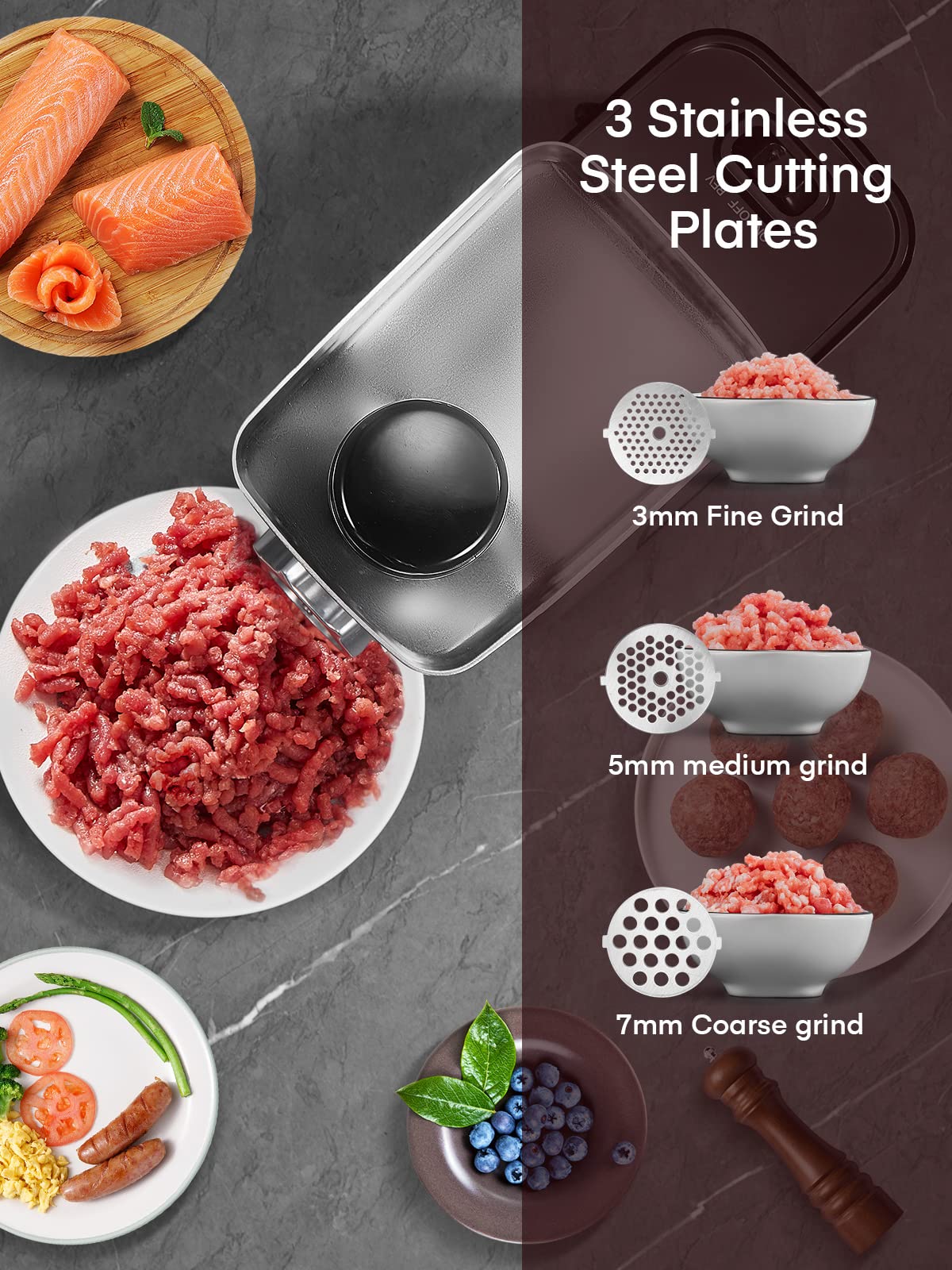 - Electric Meat Mincer Grinder | Stainless Steel 3 in 1 Meat Grinder & Sausage Stuffer -