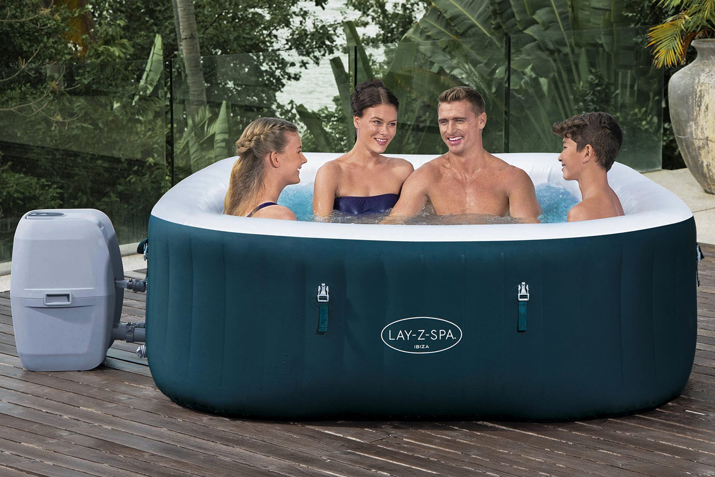 - Lay-Z-Spa Ibiza | AirJet Inflatable Hot Tub Spa | 4-6 person -