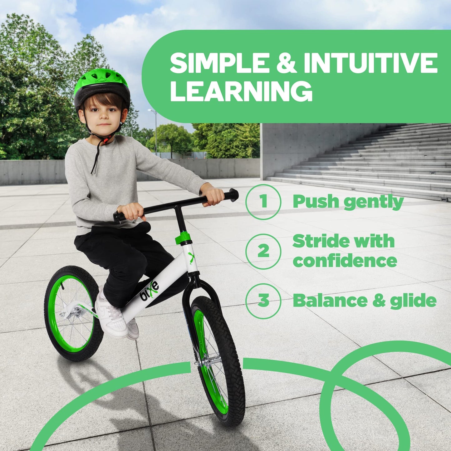 Bixe Aluminum Balance Bike for 5-9 Year Old Toddlers - 16 inch or 40.6 cm Wheels - No Pedal Kids' Training Bikes - Lightweight Bicycle for 5+ Boy or Girl - Green