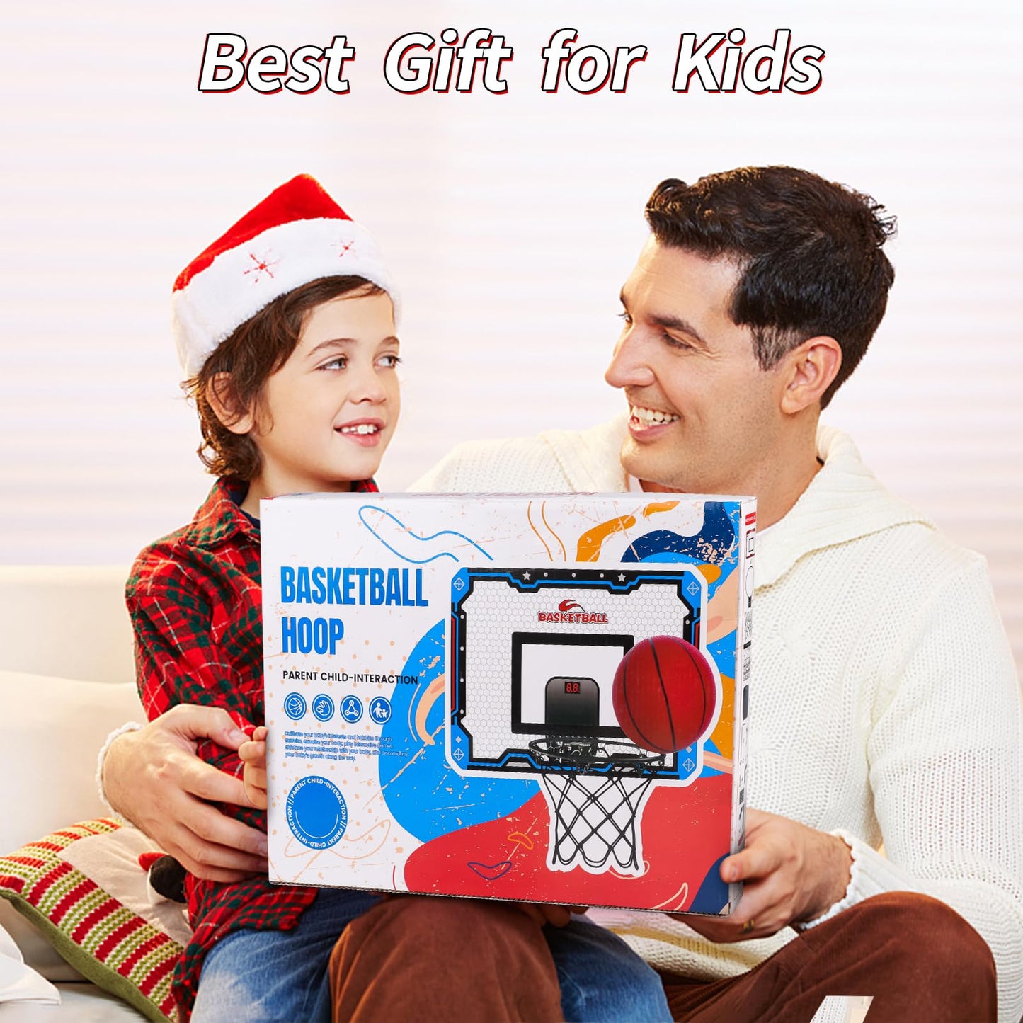 AmyBenton Basketball Hoop for Kids, Mini Basketball Hoop for Toddler Indoor Outdoor, Wall Mounted Basketball Hoop with Automatic Scoring, Basketball Hoop Back of Door for Boys and Girls age 6 7 8 9 10