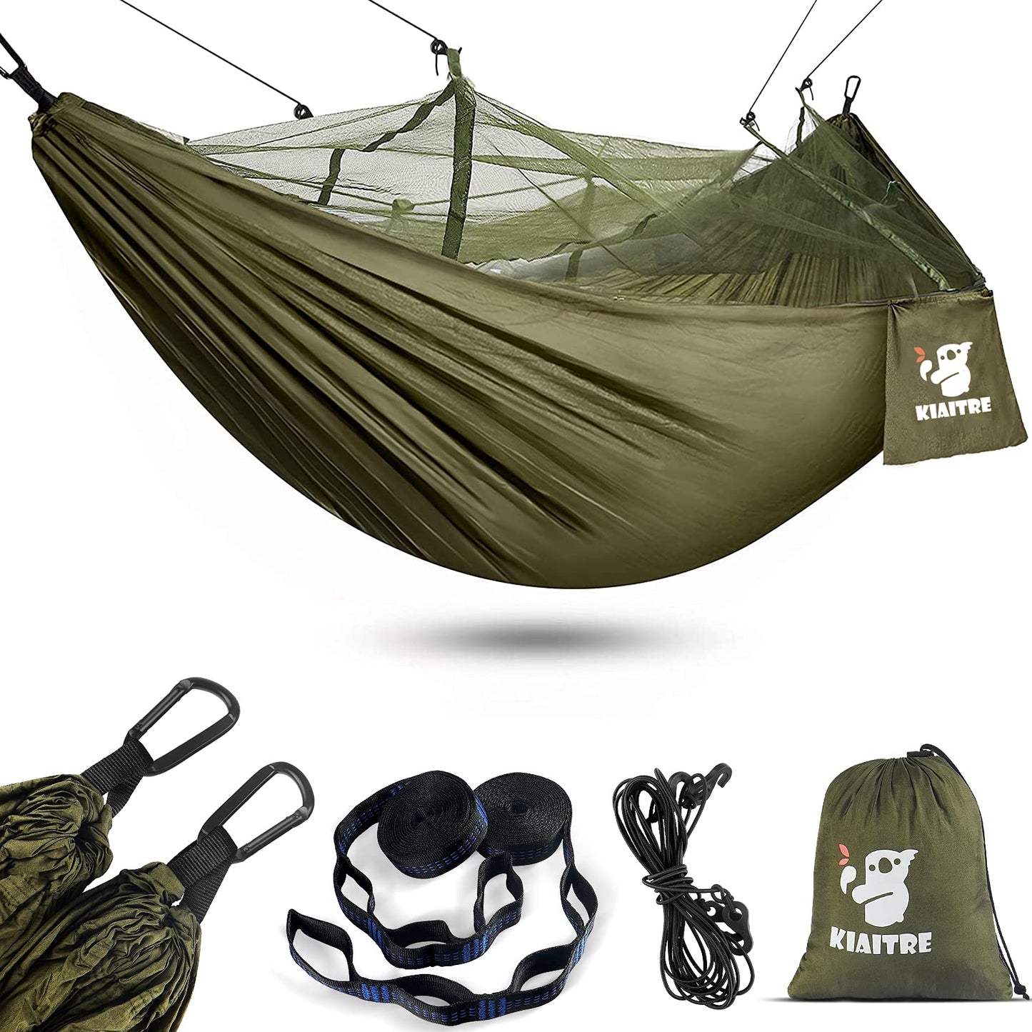 - Kiaitre Camping Hammock | Mosquito Net | 210T Quick-drying Parachute Nylon Lightweight Portable Travel Hammock -