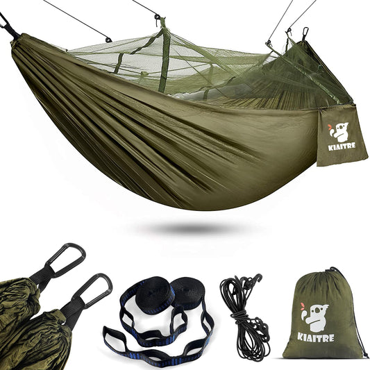 - Kiaitre Camping Hammock | Mosquito Net | 210T Quick-drying Parachute Nylon Lightweight Portable Travel Hammock -