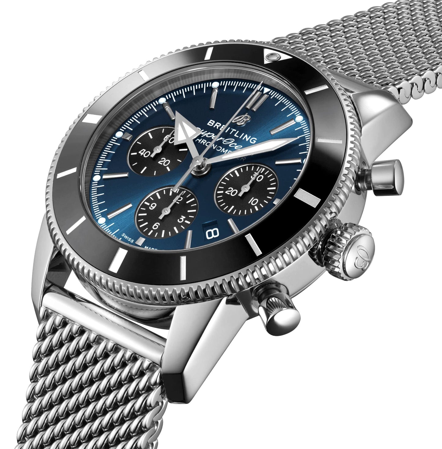 Breitling Superocean Heritage II Chronograph B01 44mm Watch Blue Dial with Black Subdials (Blackeye Blue)
