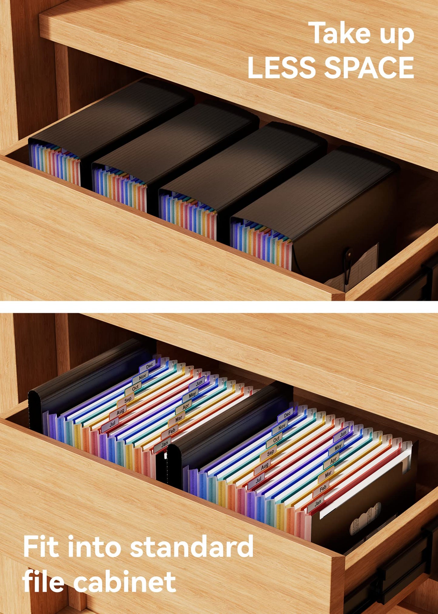 ABC life Expanding File Folder - 12 Pockets Portable Rainbow A4 File Organiser Self Standing Accordion Document Filing Box High Capacity Storage Bag for Home & Office & School (12 Pocket with Cover)