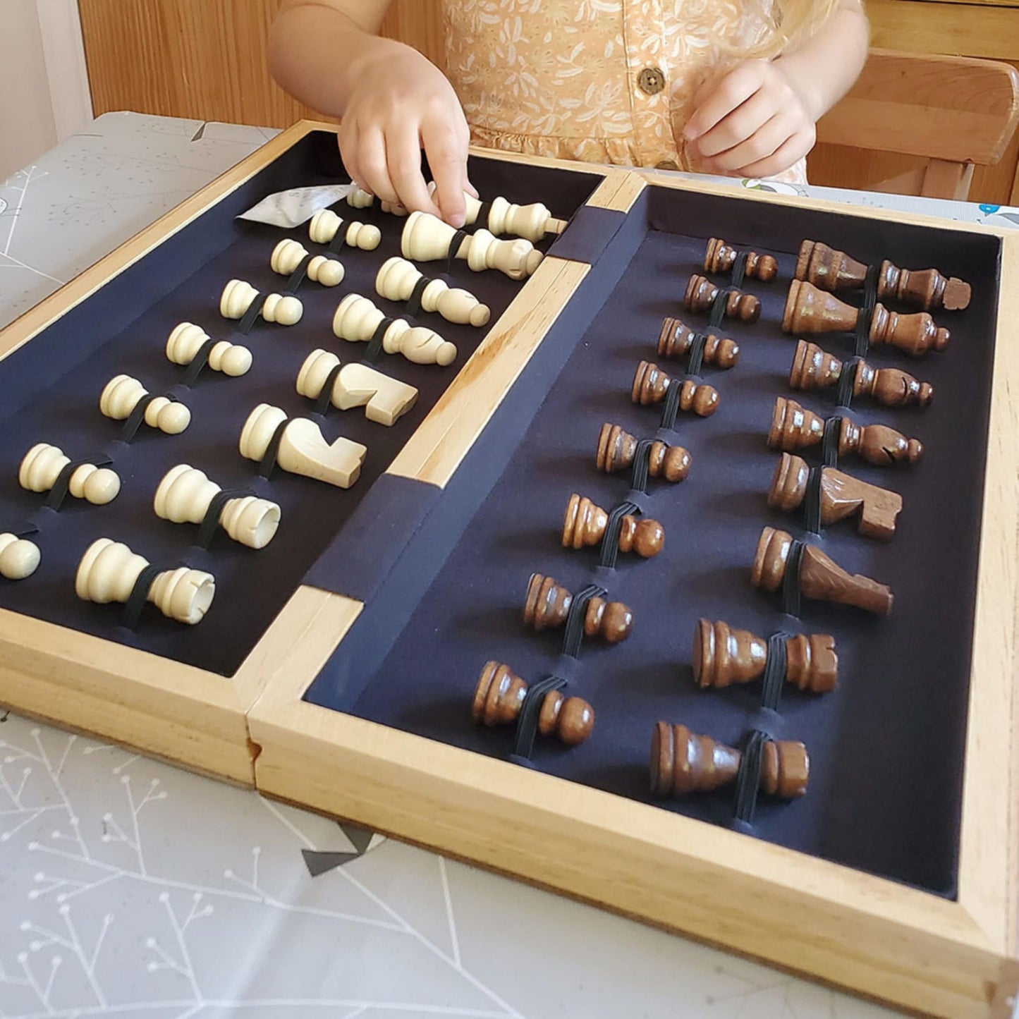 - Jaques of London Wooden Chess Set | Folding Chess Board & Pieces -