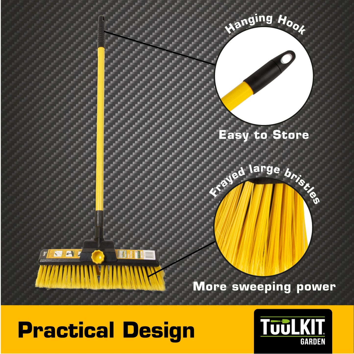 - Heavy Duty Garden Brush Yard Brush | Industrial Garden Broom | Telescopic Handle Stiff Yard Brush | Hard brush for yard, garden, terrace | 145 cm long adjustable handle Yard Broom -