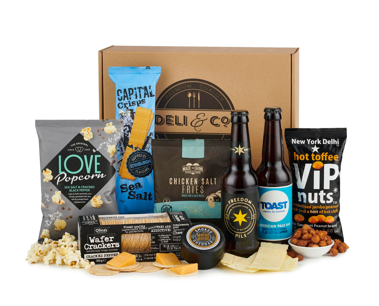 - Thornton & France Beer Hamper | Cheese & Snacks | 2 x Craft Beer Bottles -