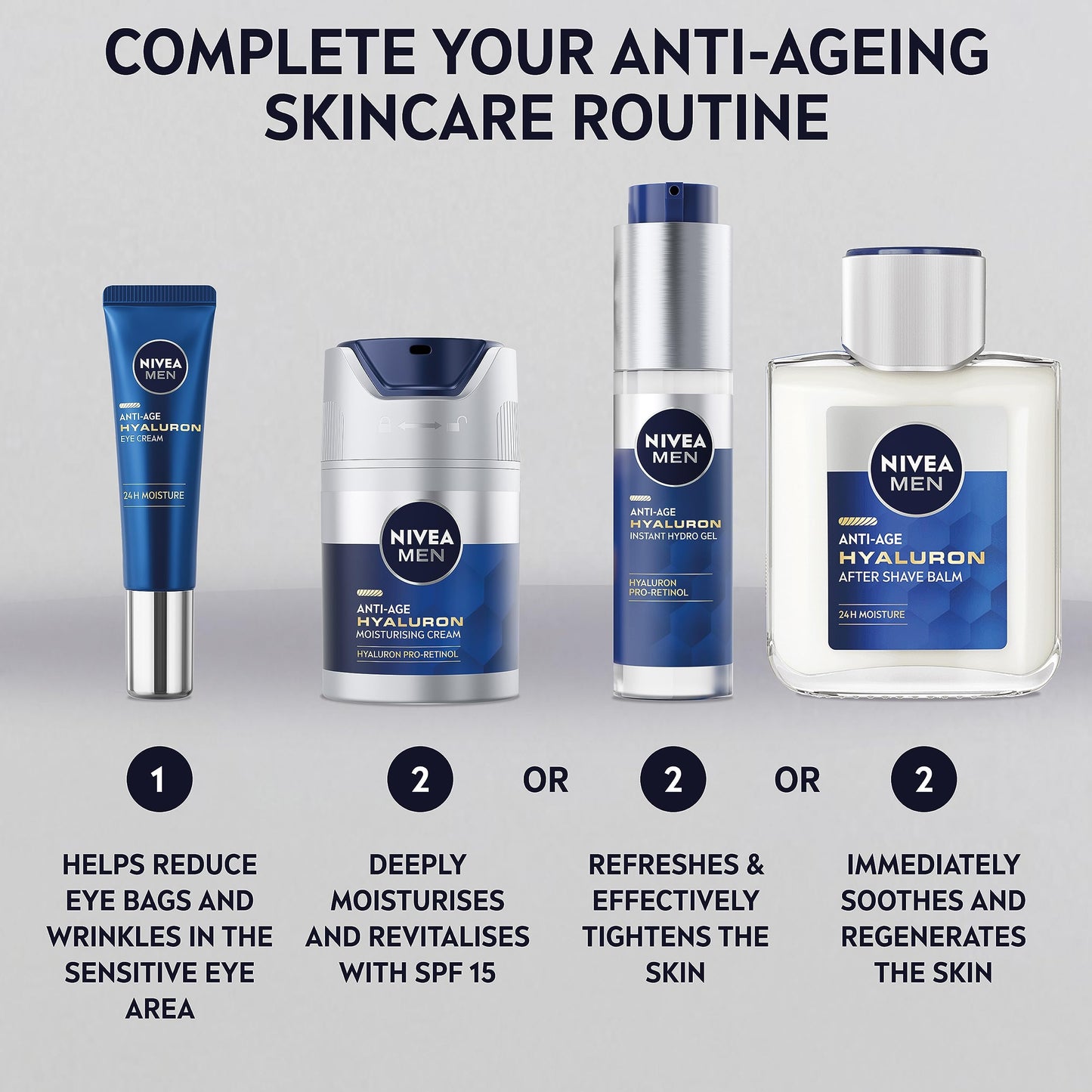 - NIVEA MEN Anti-Age Hyaluron Face Moisturising Gel | (50ml) -