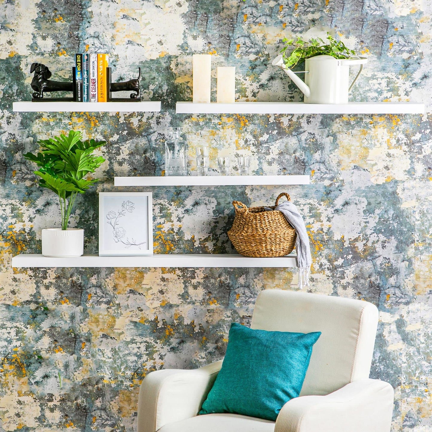 - Harbour Housewares Modern Floating Wall Shelf | 60cm | White | Pack of 2 -