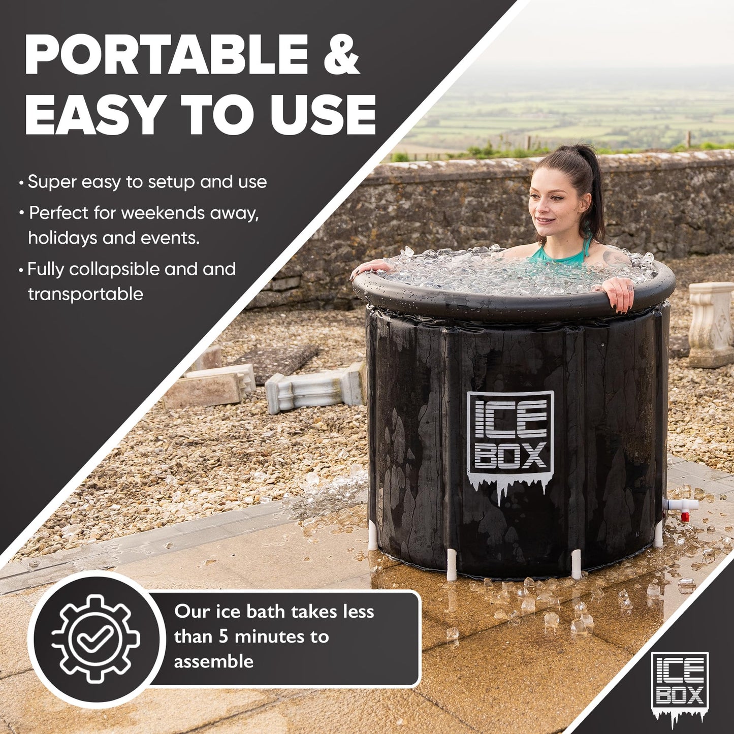 - IceBox | Ice Bath Tub Outdoor | Lid | 320L Cold Water Therapy Tub -