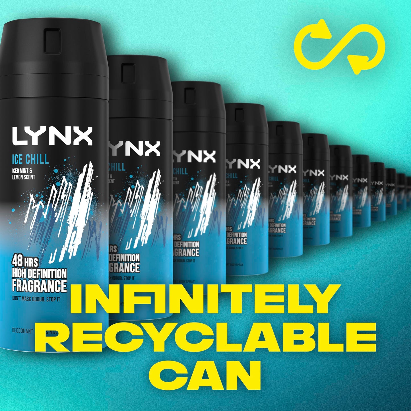 - Lynx Ice Chill Aerosol Bodyspray | 48 hours of odour-busting | 6x 150 ml -