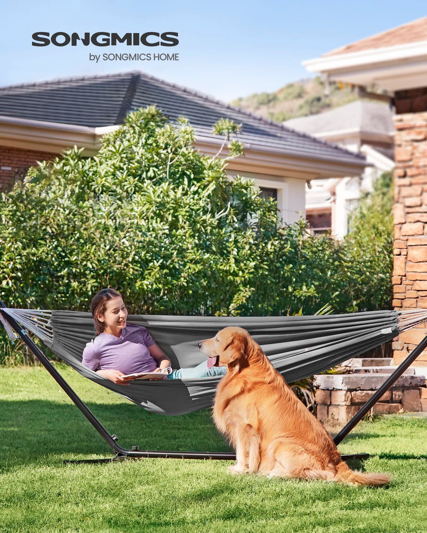 - SONGMICS Hammock | 210 x 150 cm | Double Hammock | 300 kg Load Capacity | For Terrace, Garden, Outdoor, Camping | Complete With Carry Bag | Grey GDC15GY -