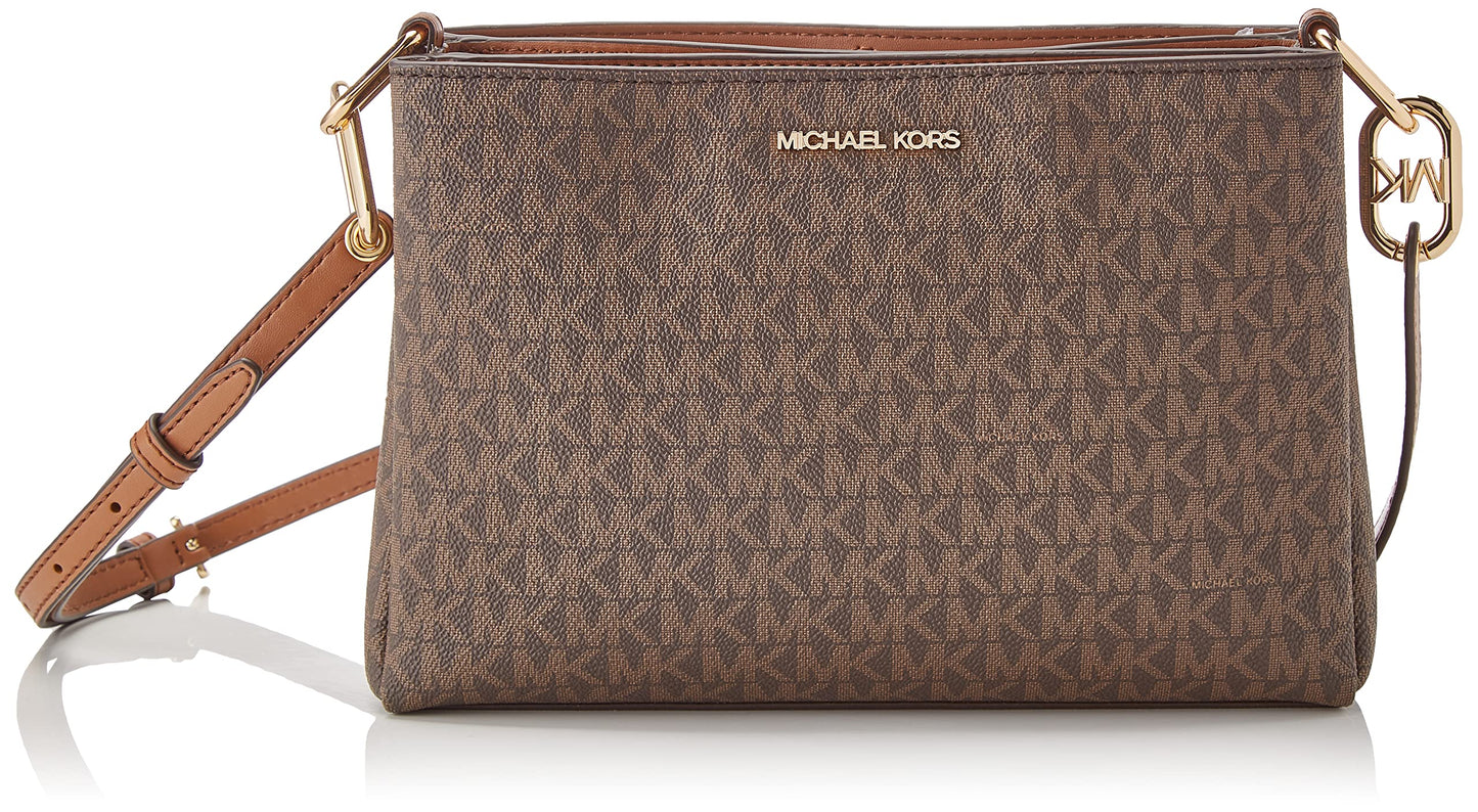 - Michael Kors Trisha Medium Logo Crossbody Bag  |Triple BROWN -