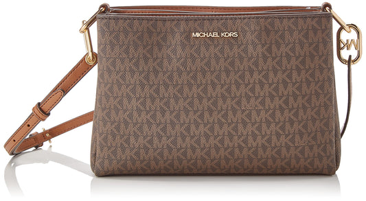 - Michael Kors Trisha Medium Logo Crossbody Bag  |Triple BROWN -