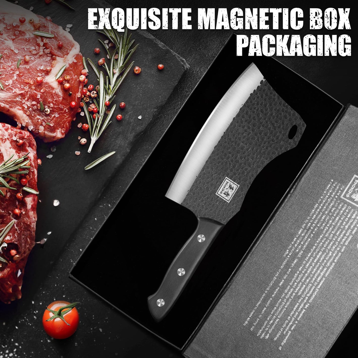 - ENOKING Professional Chef Knife | 7 Inches Hand Forged Kitchen Knife | High Carbon Stainless Steel Bone Chopping Knife -