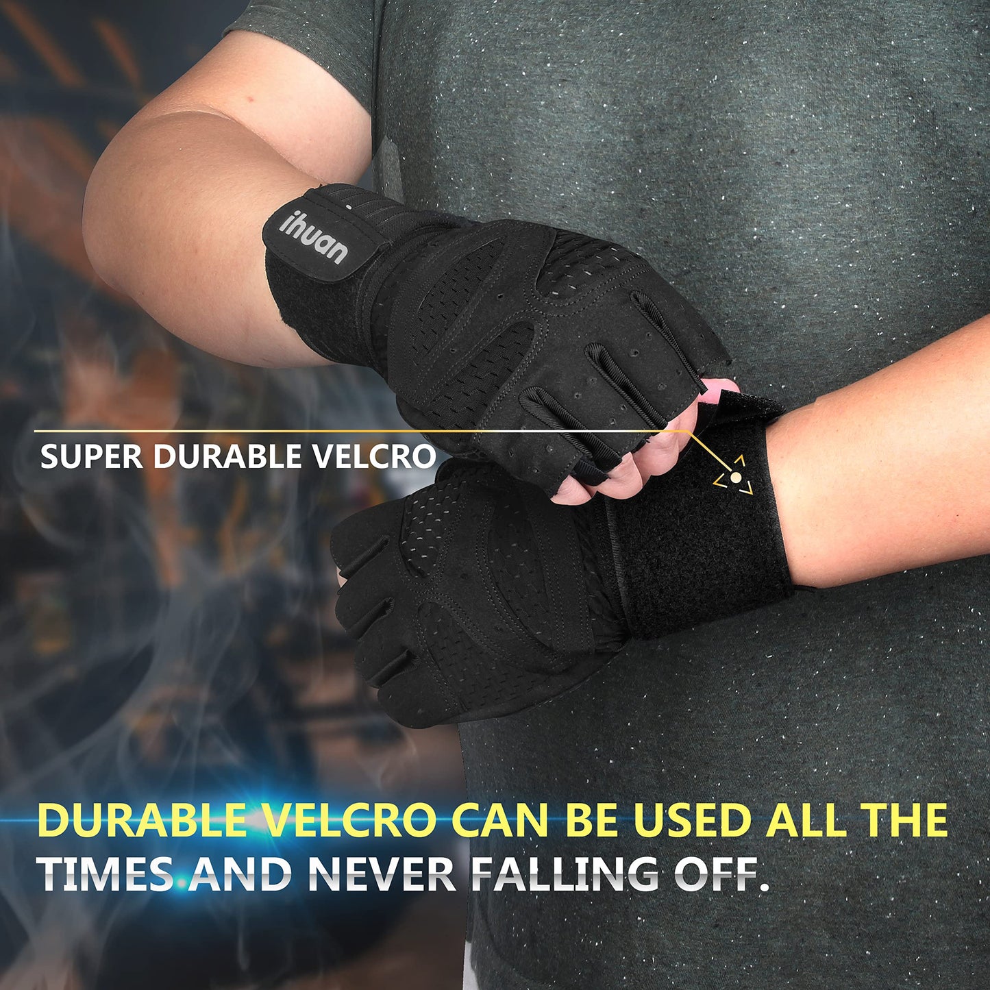 - ihuan Ventilated Weight Lifting | Gym Workout Gloves With Wrist Wrap Support -