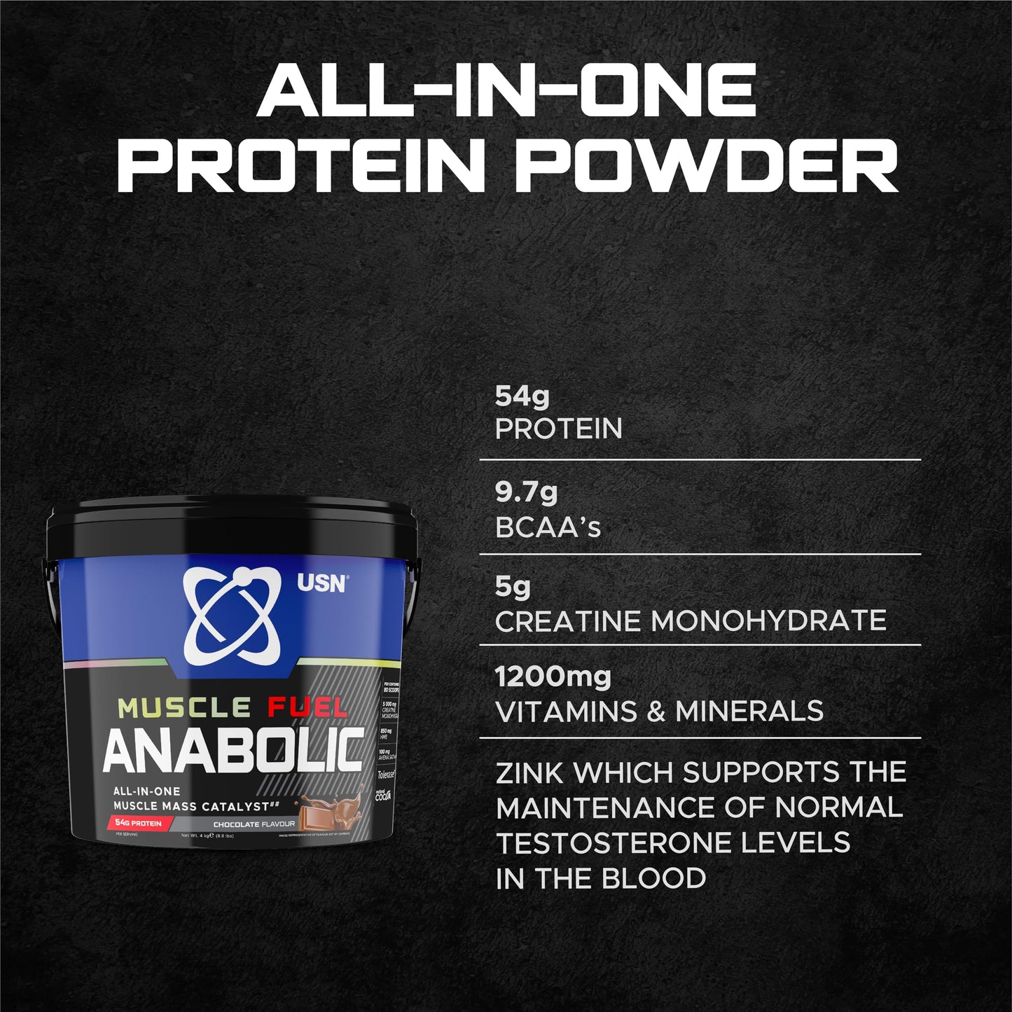 - USN Muscle Fuel Anabolic Chocolate All-in-one Protein Powder Shake -