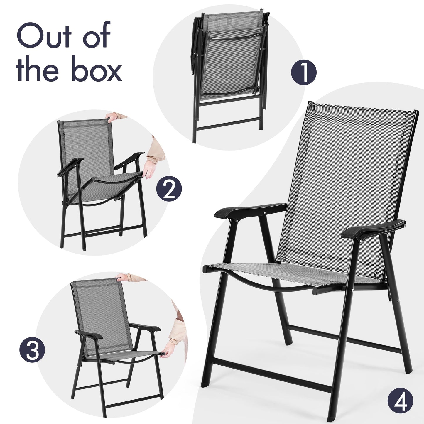 - Yaheetech Folding Chairs Outdoor Chairs Foldable Dining Chairs with Armrests 2PCS.