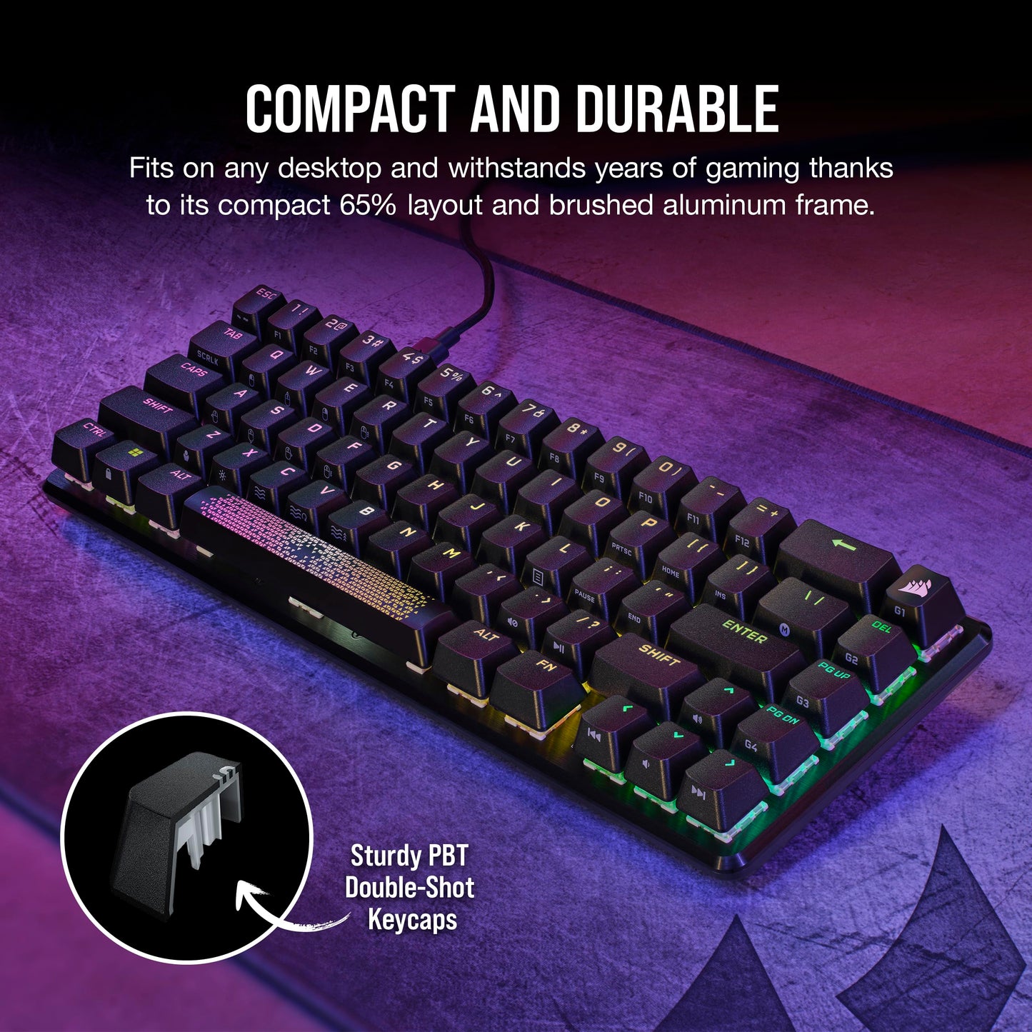 CORSAIR K65 PRO MINI RGB 65% Optical-Mechanical Wired Gaming Keyboard – OPX Linear Switches – PBT Double-Shot Keycaps – iCUE Compatible – PC, PS5, PS4, Xbox – QWERTY UK – Black