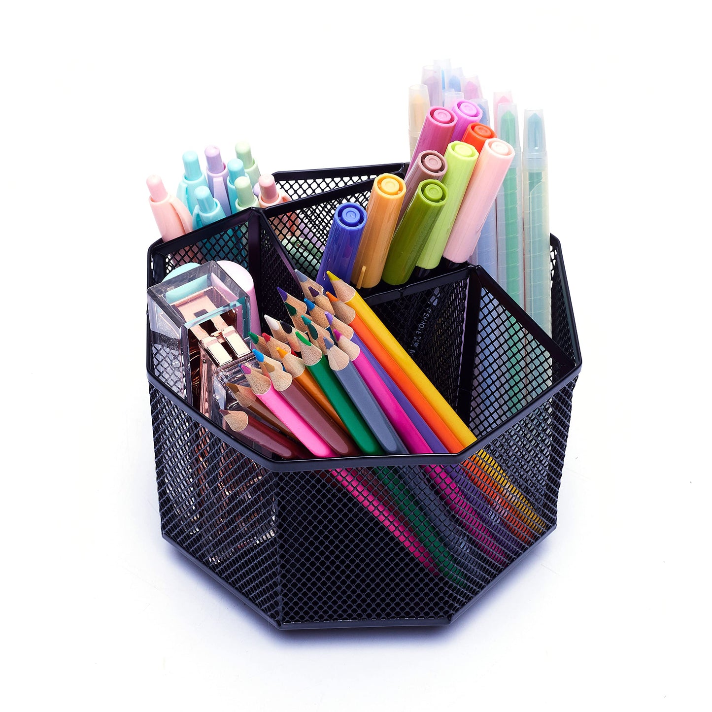 - EXERZ Desk Organiser | Mesh Desk Tidy Caddy | Pencil Holder | Multifunctional 360 Rotating -