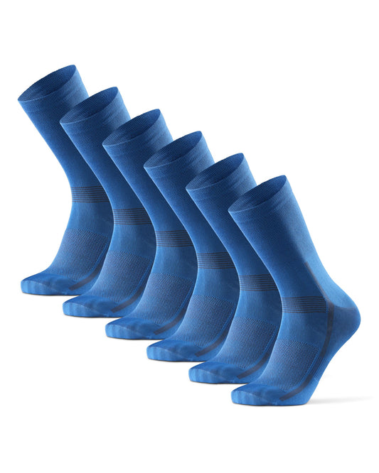 DANISH ENDURANCE Performance Crew Cycling Socks, Cushioned Bike Socks, 3 Pack for Men and Women, Blue, 6-8