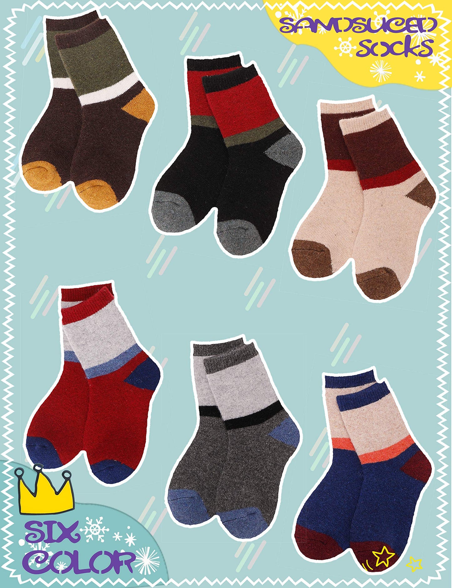 - Sandsuced Kids Warm Merino Wool Socks | Walking Toddlers Boys Girls Winter Thermal -