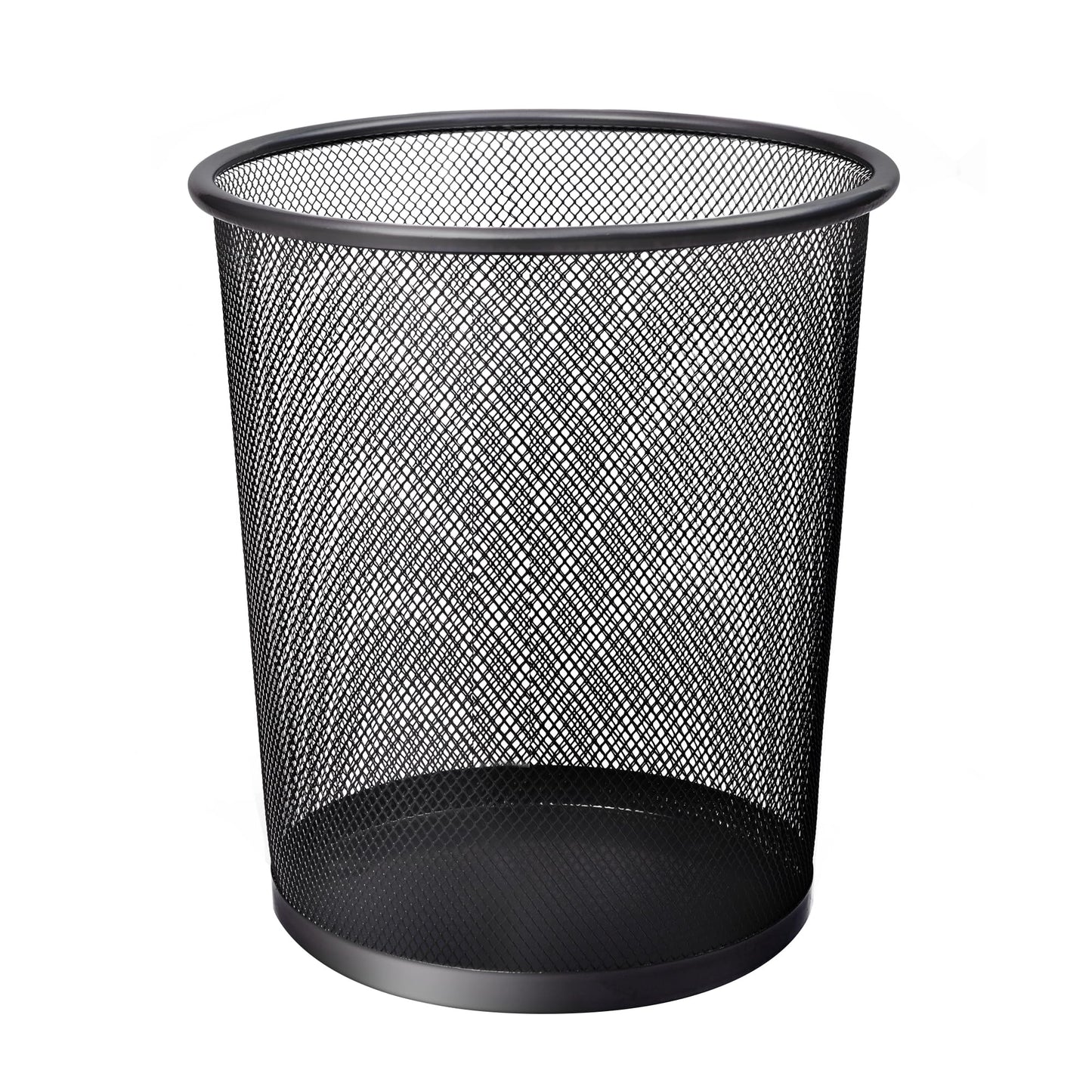 - KEPLIN Round Trash Can | Black Non-slip Mesh Bin | Stylish & Sturdy Metal Waste Paper Bin -