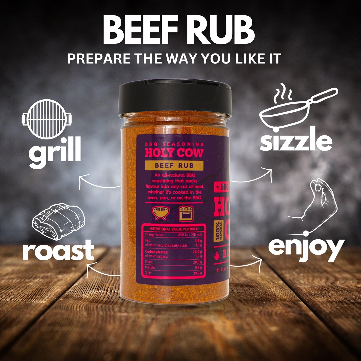 - Holy Cow BBQ Beef Rub | 100% Natural BBQ Seasoning | Packs Amazing Flavour Into Any Cut Of Beef -