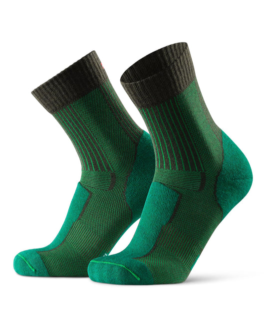 DANISH ENDURANCE Light Outdoor Walking Socks, Hiking, Merino Wool, Unisex, Dark Green, 9-12