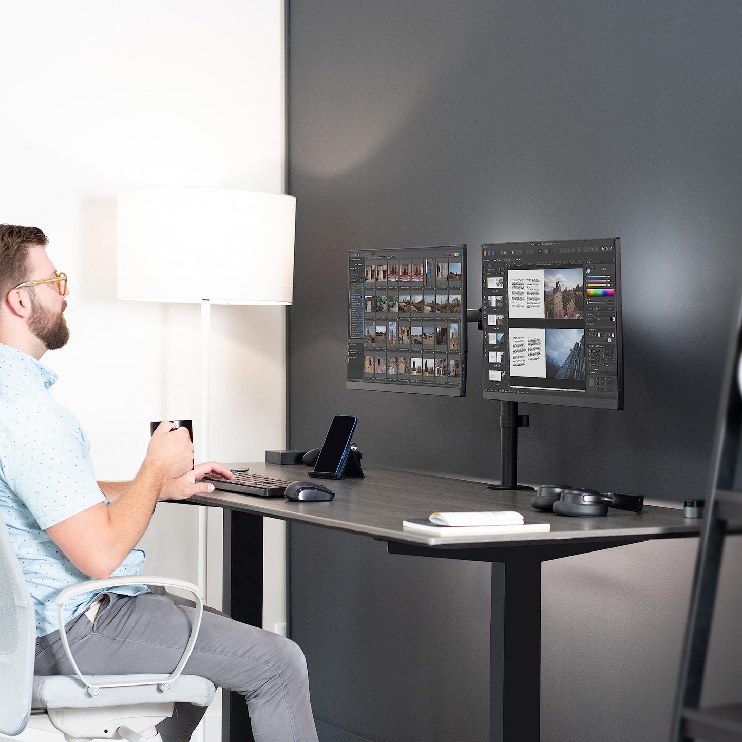 - VIVO Dual Monitor Desk Mount, Heavy Duty Fully Adjustable Steel Stand, Holds 2 Computer Screens up to 30 inches and Max 10 kg each, Black, STAND-V002 -