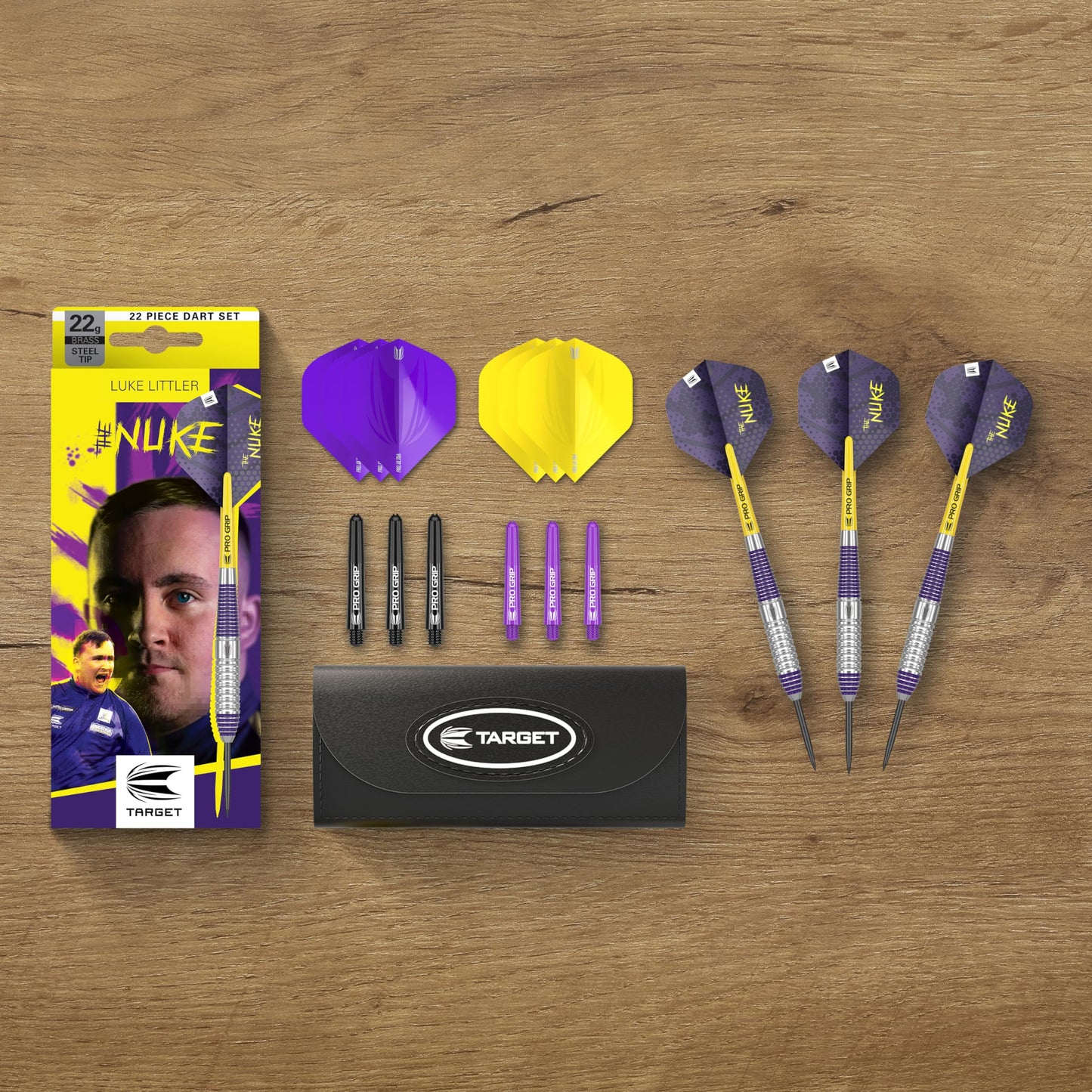 - Target Darts | Luke Littler Brass Steel Tip Darts Set | 22G | Steel Tip Dart | The Nuke Player Edition Dart Set -