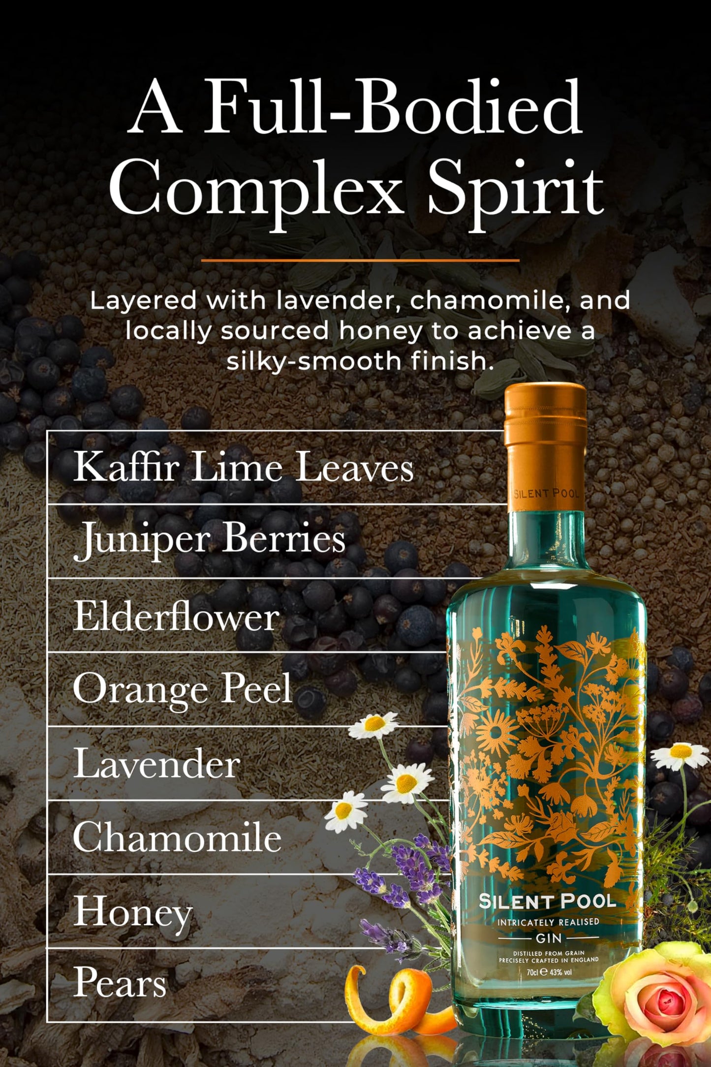 - Silent Pool Gin | Floral and Zesty London Dry Gin | 70 cl -