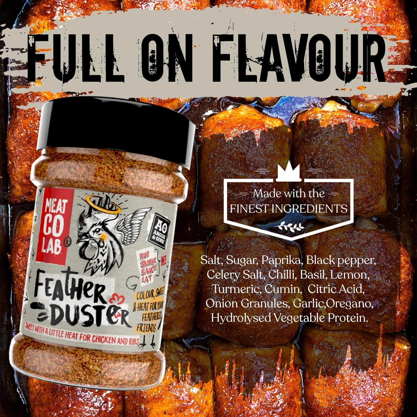 Angus & Oink | Feather Duster Chicken BBQ Rub | Orange, Paprika, Chipotle and Lemon Pepper Seasoning, Perfect For Chicken | Gluten-Free, Vegan Friendly | 200g