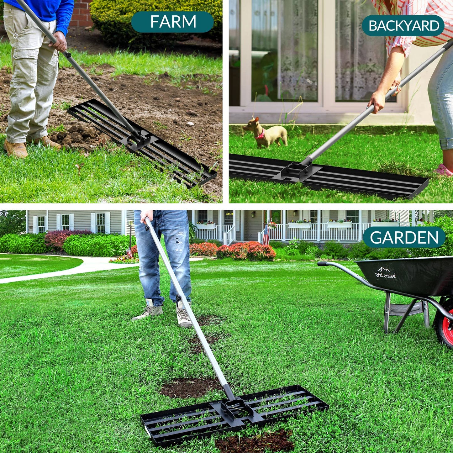 - Walensee Lawn Leveling Rake, 198cm 43×25cm Levelawn Tool