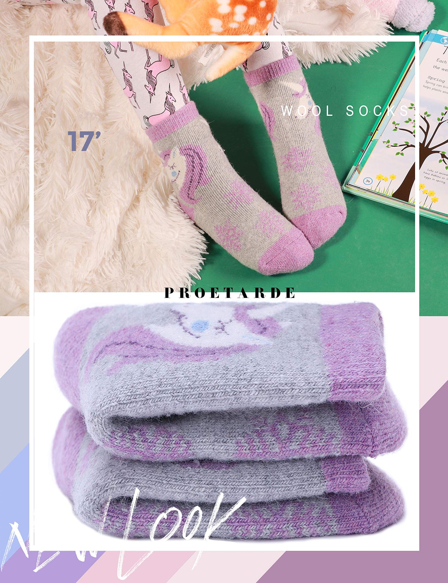 - Merino Wool Socks for Kids | Thick Thermal Socks 6 Pack -